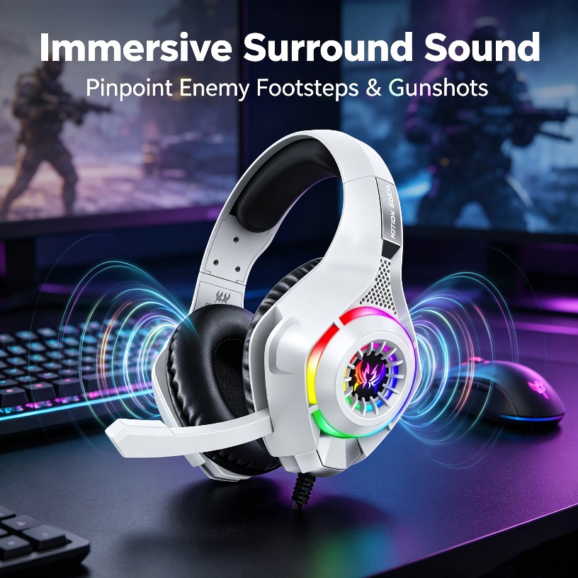 Gaming Console Headset - Wired Gaming Headphones with Mic RGB