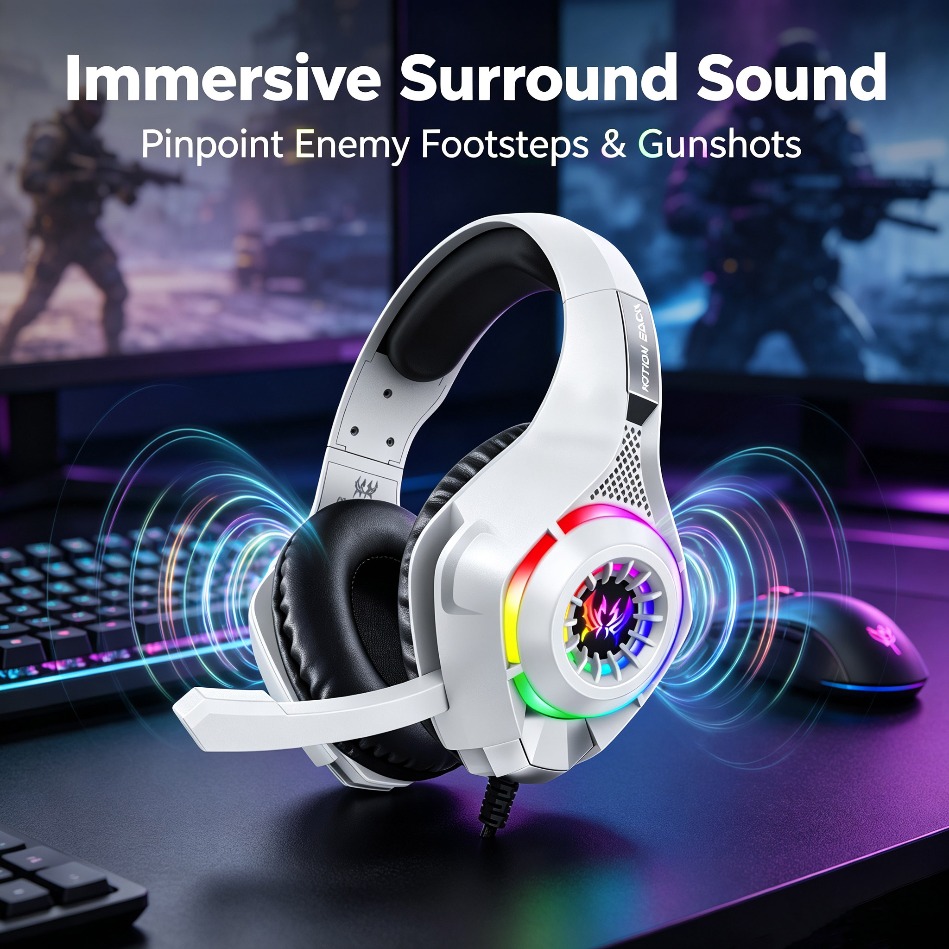Gaming Console Headset - PC Gaming Headset with Mic RGB