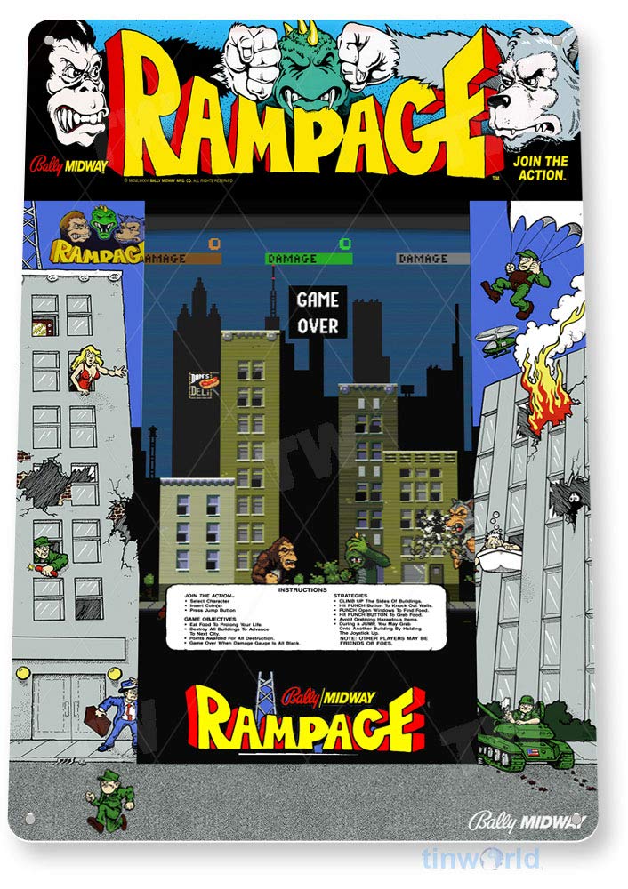 TIN SIGN Rampage Arcade Sign G - Gaming Console Shop ulasan dan harga