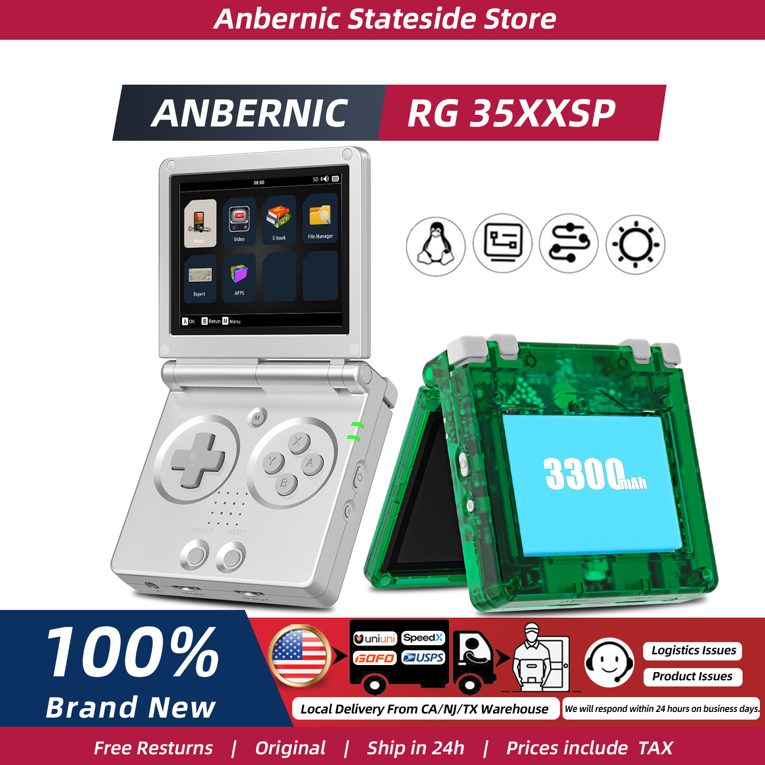 ANBERNIC RG35XXSP FILP 3.5 Inc - Gaming Console Years ulasan dan harga