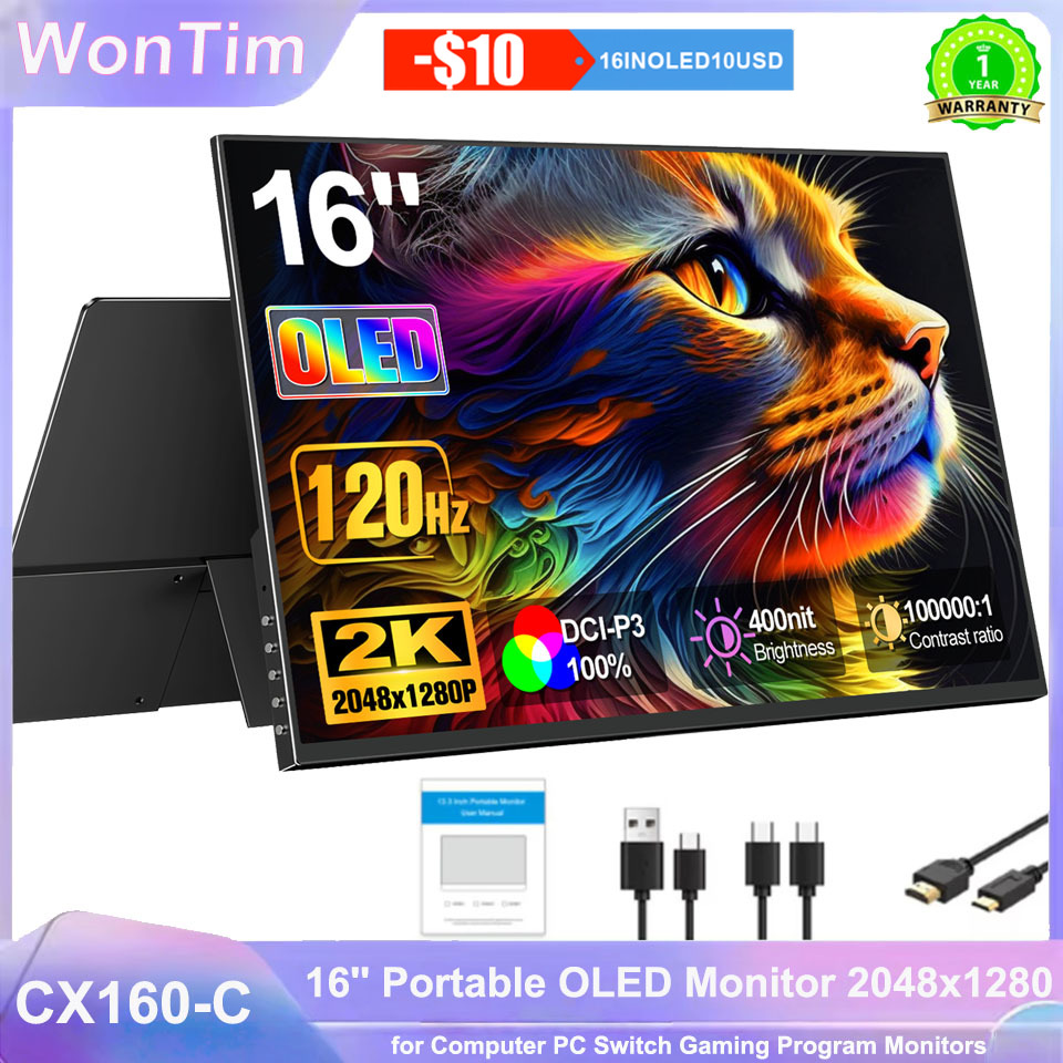 WonTim 16.0' 2K OLED 500Nits P - Gaming Console Connect With Phone ulasan dan harga