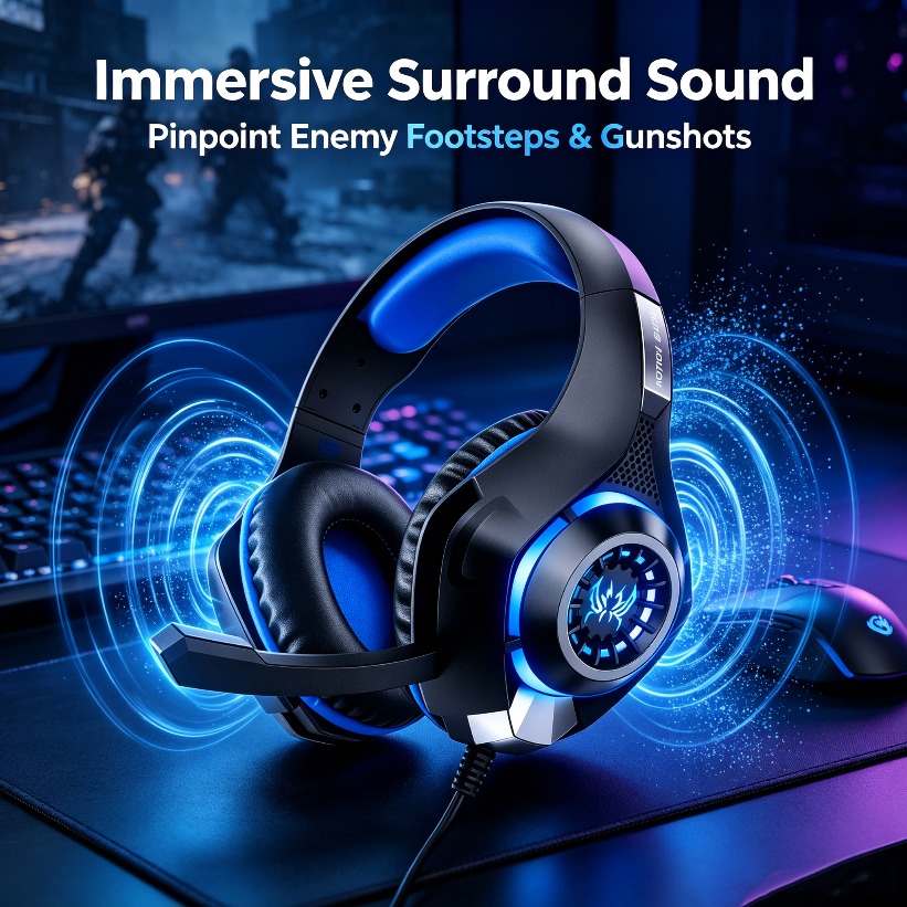 LED Gaming Headphones with Mic - Gaming Console Headset ulasan dan harga