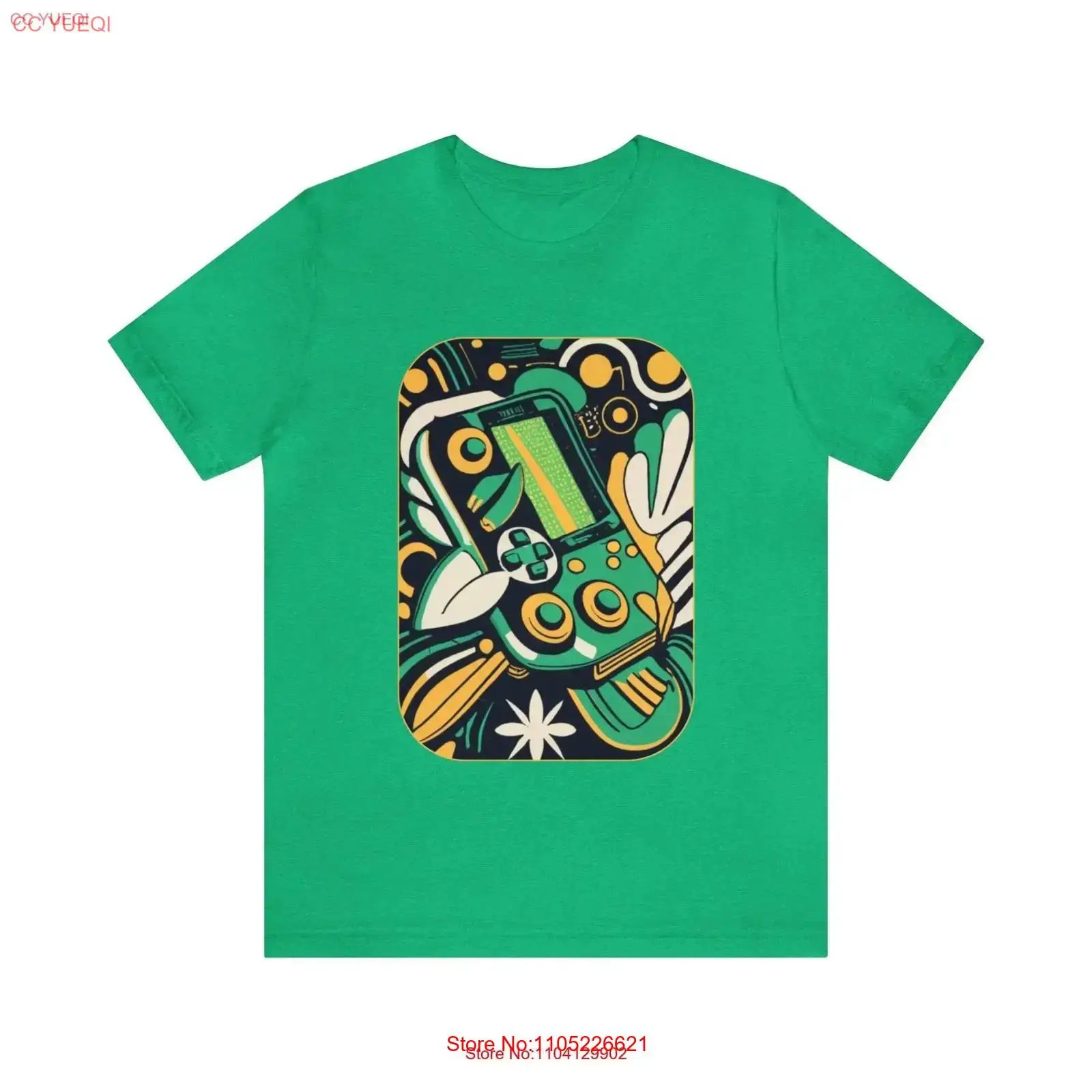 Leafy Green Jersey T Shirt ret - Gaming Console Old School ulasan dan harga