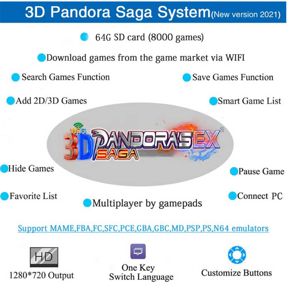 10000 in 1 3D Pandora Saga Box - Gaming Console Years ulasan dan harga